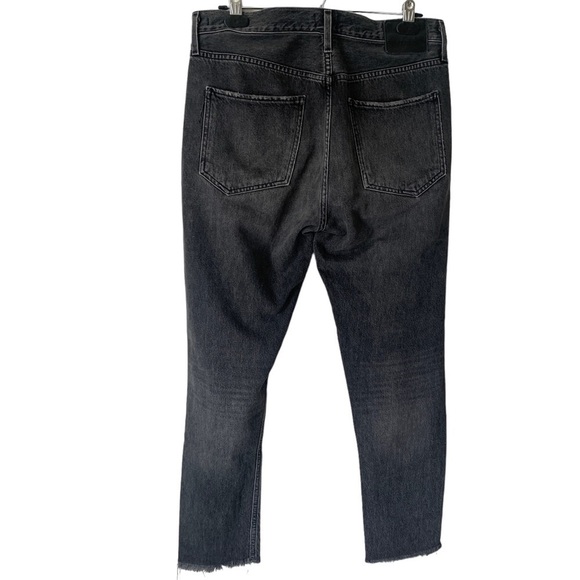 ARITZIA Talula X Agolde High Rise Taper Jeans Raw Hem Black Wash Women’s Size 28 - Picture 7 of 16